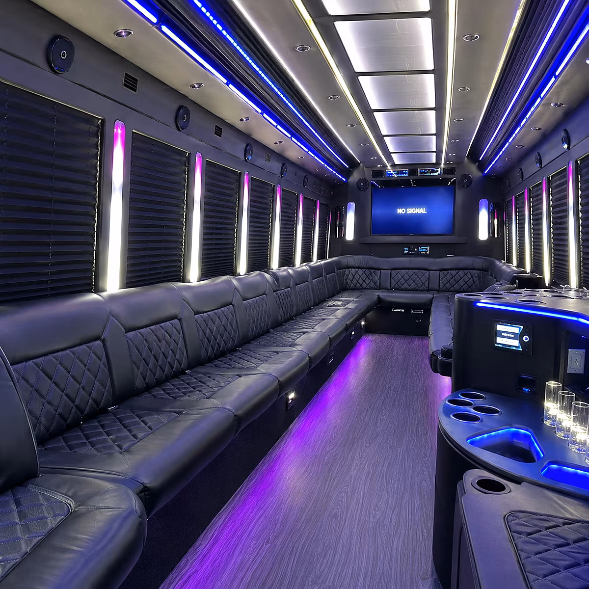 Dayton Prom & Homecoming Transportation party bus interior